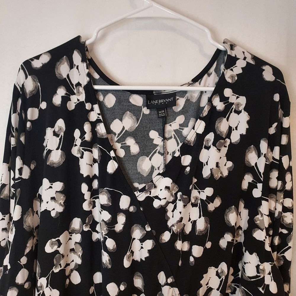 LANE BRYANT dark floral  maxi dress faux-wrap high low sz 26 28